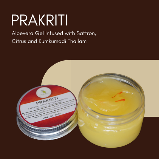 PRAKRITI – Aloevera Gel Infused with Saffron, Citrus and Kumkumadi Thailam  (50g)