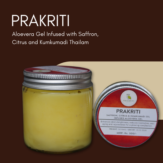 PRAKRITI – Aloevera Gel Infused with Saffron, Citrus and Kumkumadi Thailam  (120g)