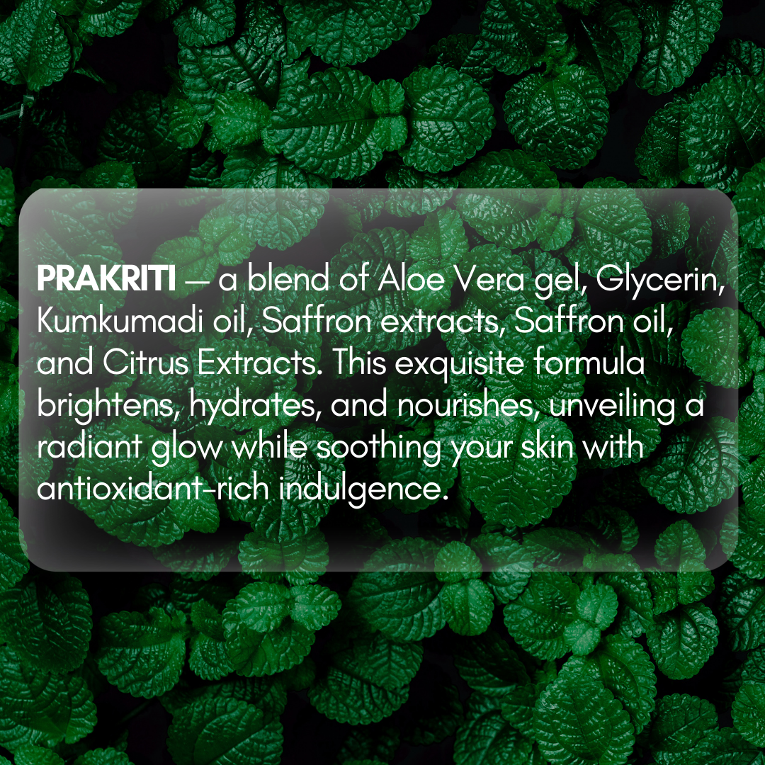 PRAKRITI – Aloevera Gel Infused with Saffron, Citrus and Kumkumadi Thailam (50g)